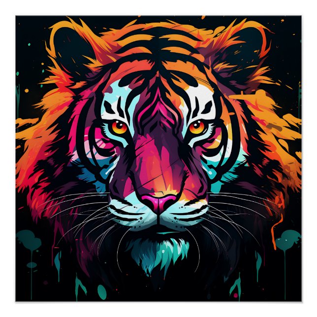 Neon Color Tiger Theme Poster (Vorderseite)