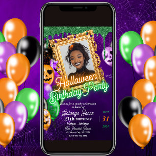 Neon coloré Halloween Anniversaire Fête Invitation