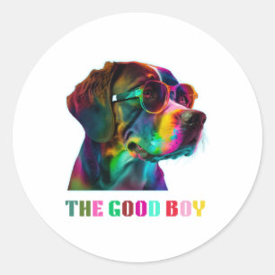 Neon Colorful Hund niedlich Hunde Rasse farbige Es Runder Aufkleber