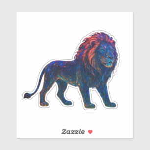 Neon Colorful Lion Art Aufkleber