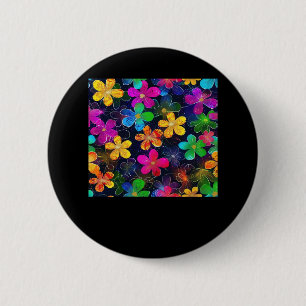 Neon Colorful Pattern - Whimsigoth Cotattcore Blu Button