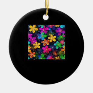 Neon Colorful Pattern - Whimsigoth Cotattcore Blu Keramik Ornament