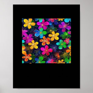 Neon Colorful Pattern - Whimsigoth Cotattcore Blu Poster