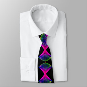 Neon Colors Abstraktes Design auf Black Necktie Krawatte