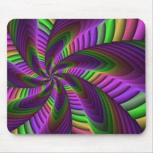 Neon Colors Flash Crazy Fraktal Muster Mousepad