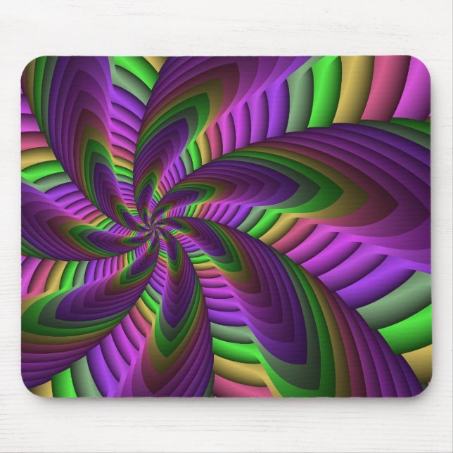 Neon Colors Flash Crazy Fraktal Muster Mousepad (Vorne)