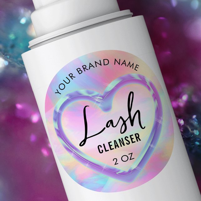 Neon Colors Holographic Girly Lash Bath Cleanser Runder Aufkleber (Von Creator hochgeladen)
