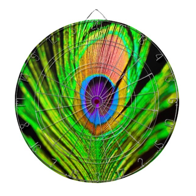 Neon Colors Peacock Feather Dartscheibe (vorne)