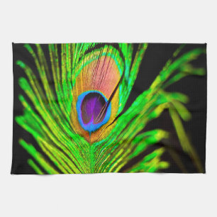 Neon Colors Peacock Feather Handtuch