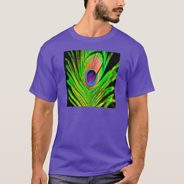 Neon Colors Peacock Feather T-Shirt (Vorderseite)