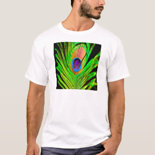 Neon Colors Peacock Feather T-Shirt