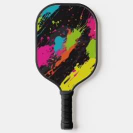 Neon Colors Retro Paint Spritzer Pickleball Schläger