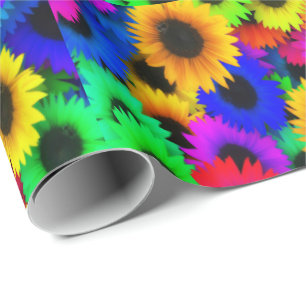 Neon Colors Sonnenblumen Kleine Druckerei Geschenkpapier