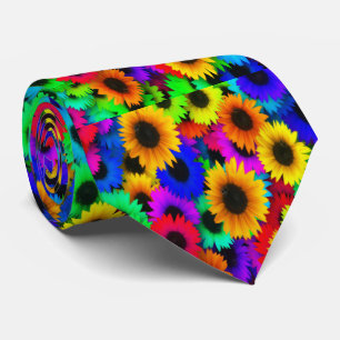 Neon Colors Sonnenblumen Print Necktie Krawatte