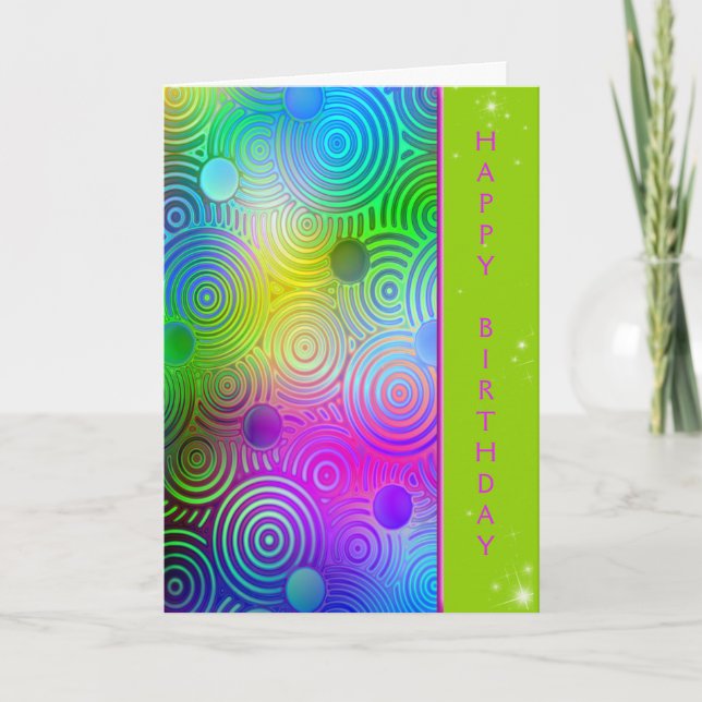 Neon Contemporary Birthday Design Karte (Vorderseite)