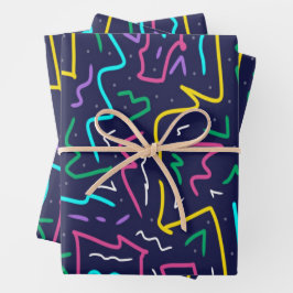 Neon Contrast Space Art Geschenkpapier Set