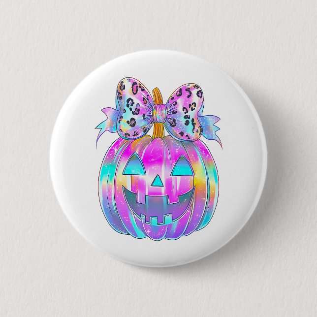 Neon Coquette Halloween Pumpkin Button (Vorderseite)