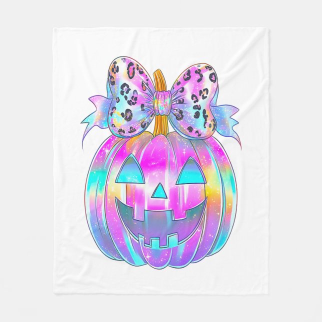 Neon Coquette Halloween Pumpkin Fleecedecke (Vorderseite)