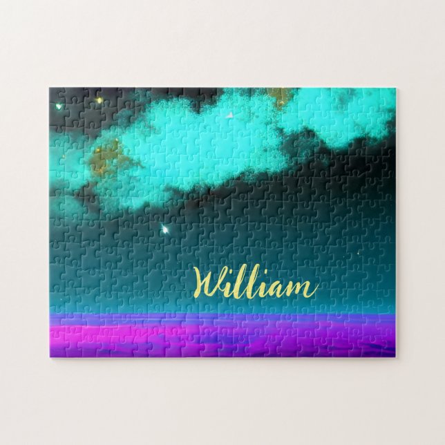 Neon Cosmic Cloudscape mit Twinkling Stars (Horizontal)