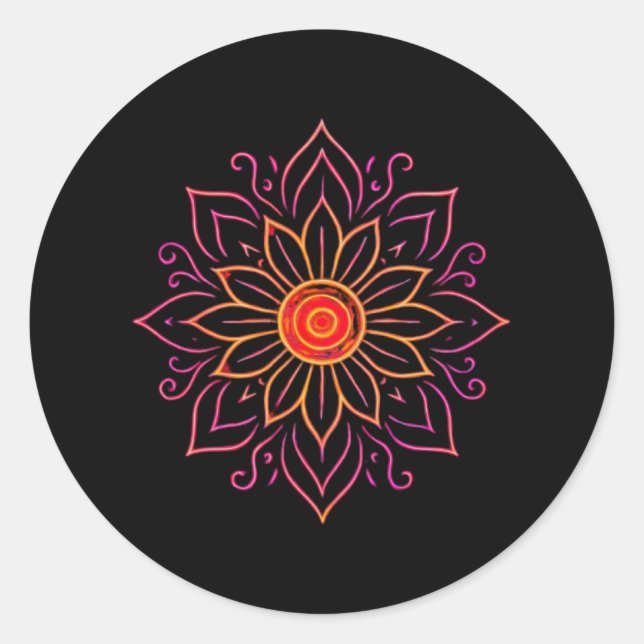 Neon Cosmic Mandala Sticker | Ethereal Vintag Glo (Vorderseite)