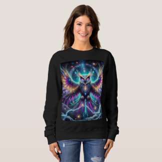 Neon Cosmic Owl Sweatshirt T - Shirt Design.