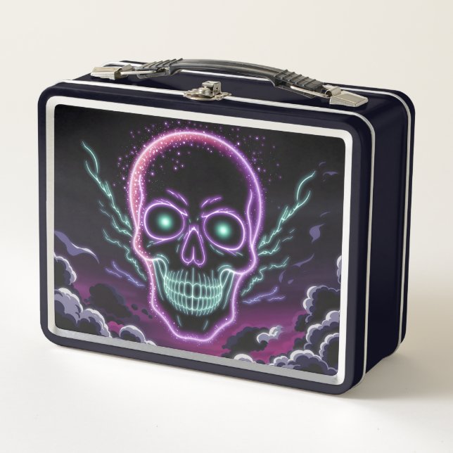 Neon Cosmic Skull Metall Brotdose (Vorderseite)