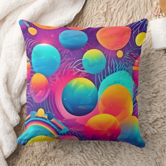 Neon Cosmos Abstract Design Kissen (Decke)