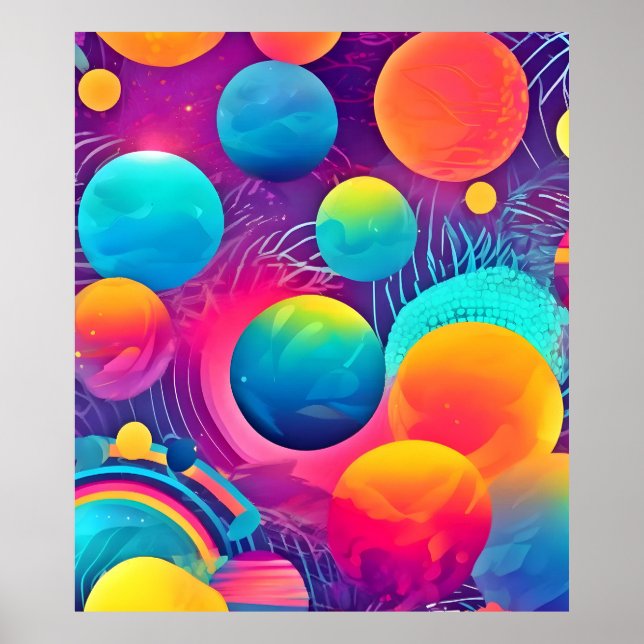 Neon Cosmos Abstract Design Poster (Vorne)
