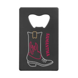 Neon Cowboy Boot Anpassbarer Name Geldbeutel Flaschenöffner