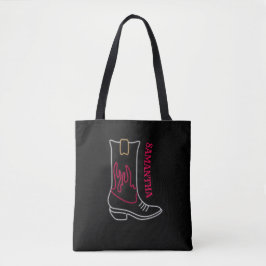 Neon Cowboy Boot Anpassbarer Name Tasche