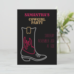 Neon Cowboy/Cowgirl Boot Party Einladung