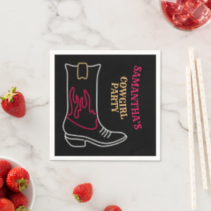 Neon Cowboy/Cowgirl Boot Party Serviette