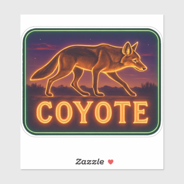 Neon Coyote Sticker (Blatt)