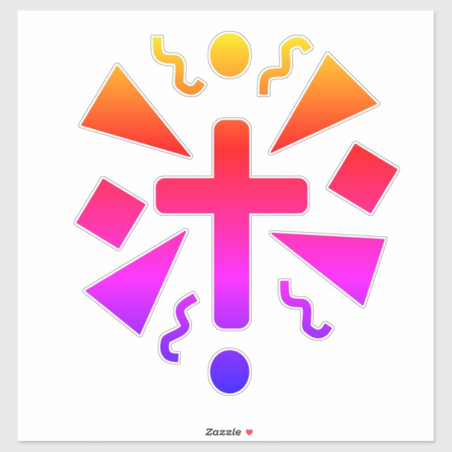 Neon Cross Faith Text Car Sticker (Blatt)