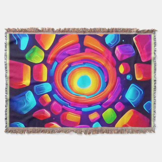 Neon Cube Vortex Art Decke (Vorderseite)