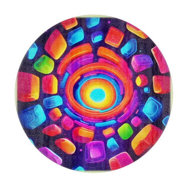 Neon Cube Vortex Art Schneidebrett (Vorderseite)