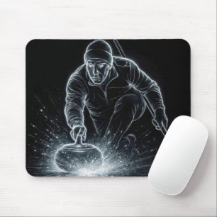 Neon-Curling-Sport mit dynamischer Energie Mousepad