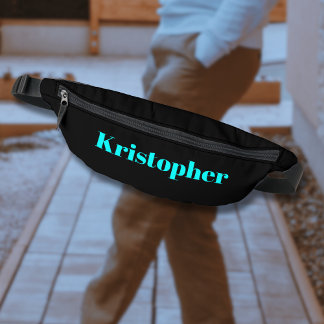 Neon Cyan Classic Name | Black Stylish Bauchtasche