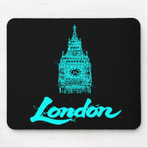 Neon Cyan London Big Ben Skizze Modern Schwarz