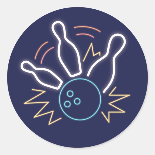 Neon Cyber Bowling Runder Aufkleber (Vorderseite)