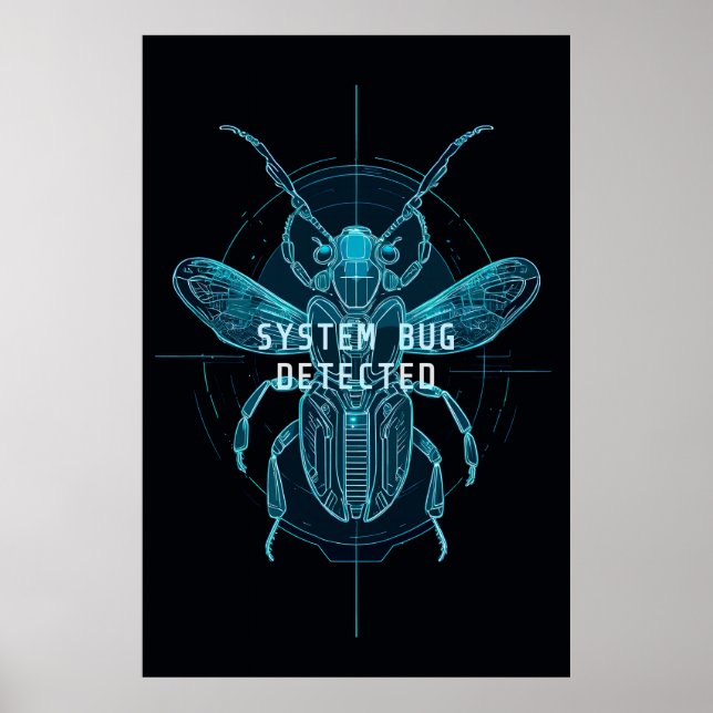 Neon Cyber Bug entdeckt IT Programmierer Humor Poster (Vorne)