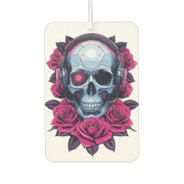 Neon Cyber Death Skull und Rose Weiß Autolufterfrischer