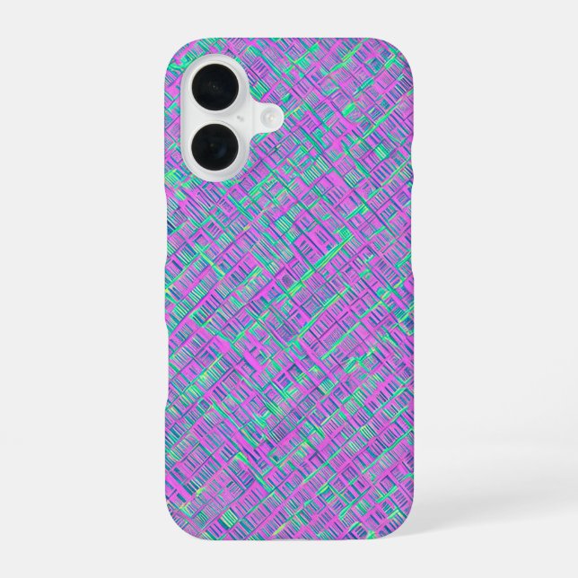 Neon Cyber Grid iPhone 16 Hülle (Rückseite)