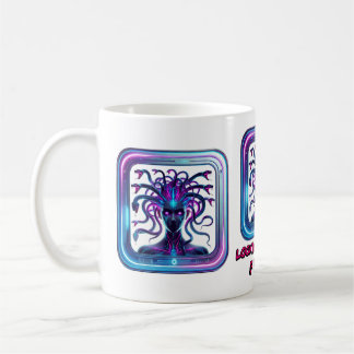 Neon Cyber Medusa - Futuristische Gorgonkunst Kaffeetasse