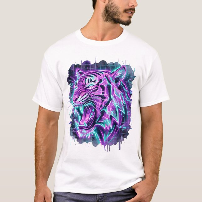 Neon Cyber Tiger 🐅⚡ T-Shirt (Vorderseite)