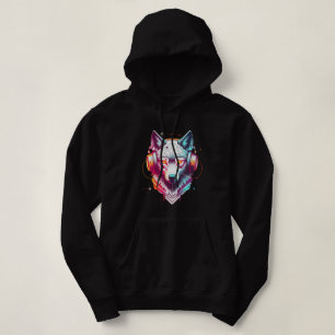 Neon Cyber Wolf Kopfhörer Y2K Hoodie