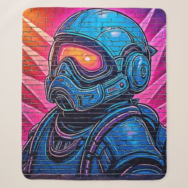 Neon Cyberpunk Astronaut Sherpadecke (Vorderseite)