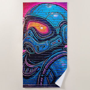 Neon Cyberpunk Astronaut Strandtuch