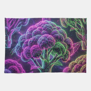 Neon-Cyberpunk-Blumenkohl-Galaxie Geschirrtuch