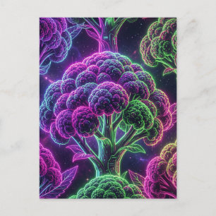 Neon-Cyberpunk-Blumenkohl-Galaxie Postkarte